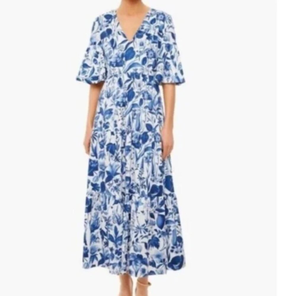 NWT Tuckernuck Montecito Blue and White Botanical Maxi Dress